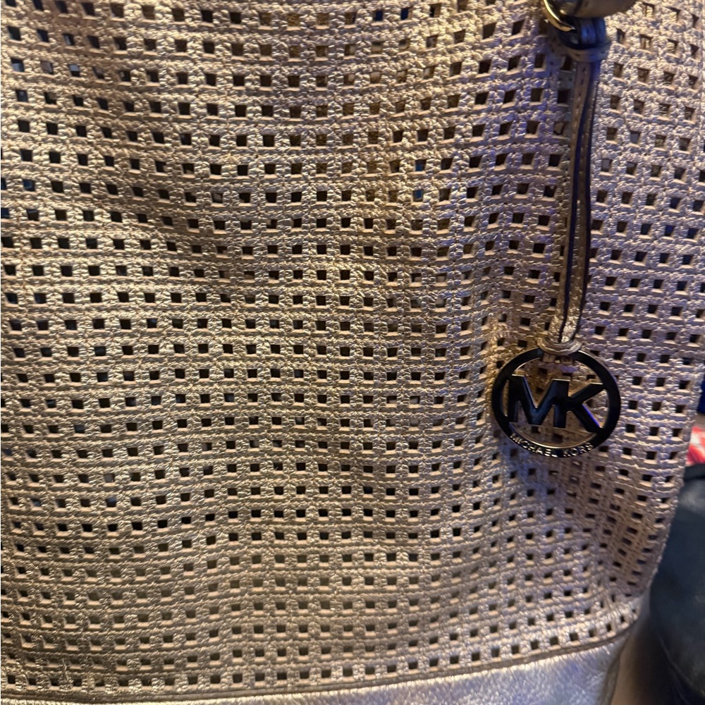 Michael Kors Metallic Gold Perforated Shoulder Bag